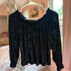 Free People Off the Shoulder Floral Velvet Top